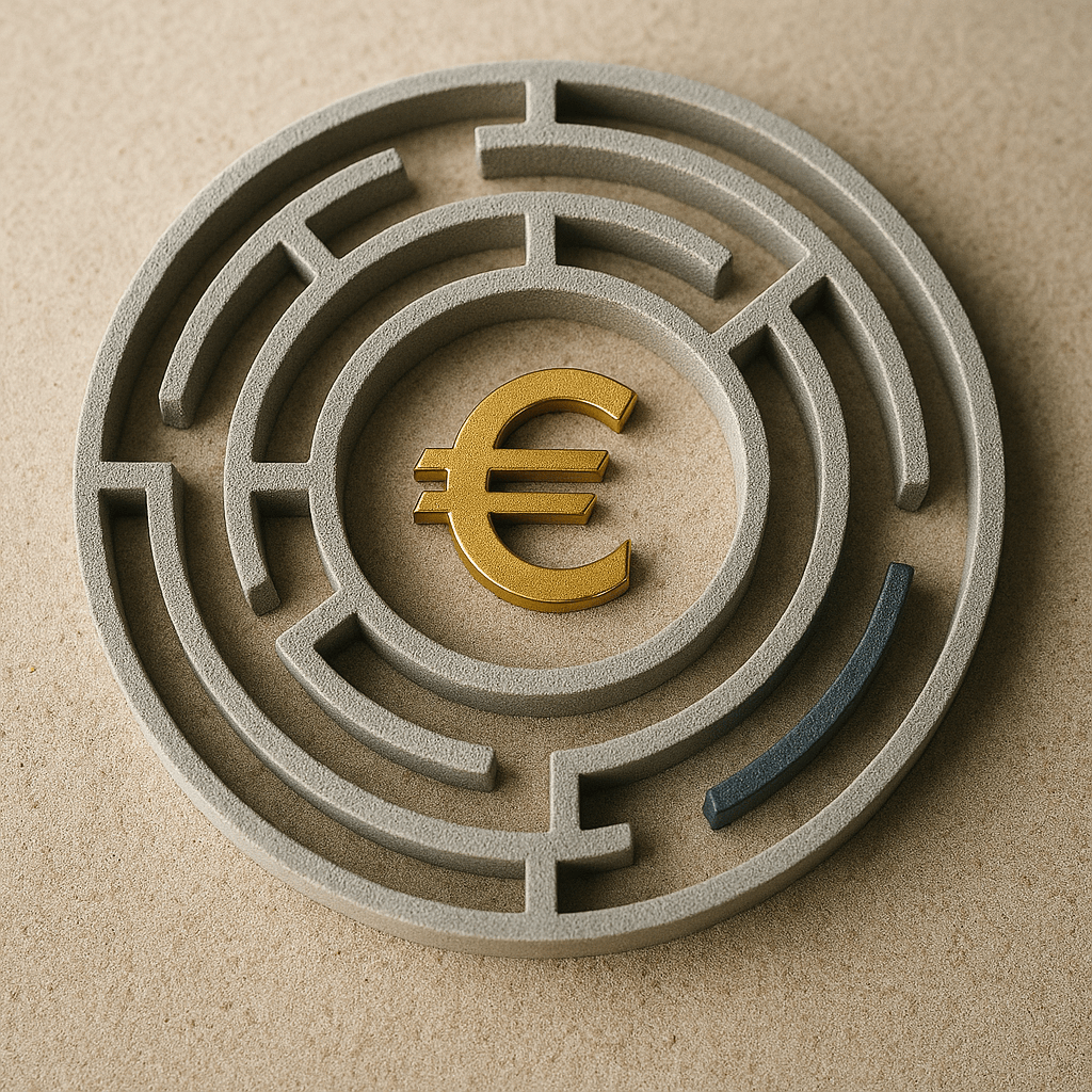 Euro symbol inside a labyrinth