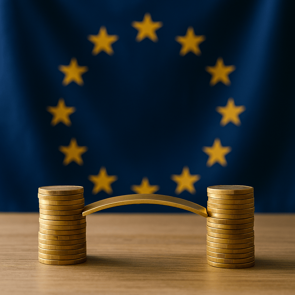 Coins with the European flag background